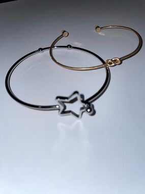 Gold and Silver Star Bangle Bracelets